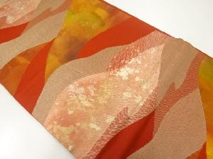 抽象模様織出し開き名古屋帯（額縁仕立て）